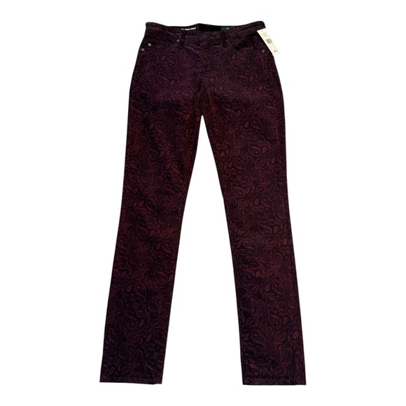 Ag Adriano Goldschmied Denim - AG Jeans The Prima Ankle Cigarette Ankle Pants Burgundy‎ Paisley Print Size 4